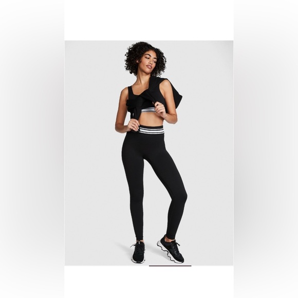 PINK Victoria's Secret Black Leggings flip it seamless fold over leggings - Picture 2 of 8